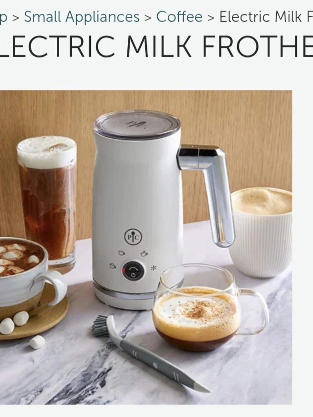 The Pampered Chef White Electric Milk Frother with Silver Handle